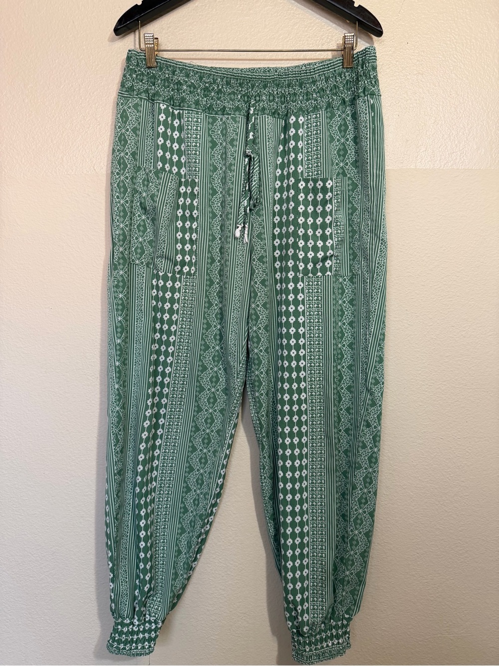 SHEIN Green Boho Geometric & Floral Print harem jogger Pants Size 12